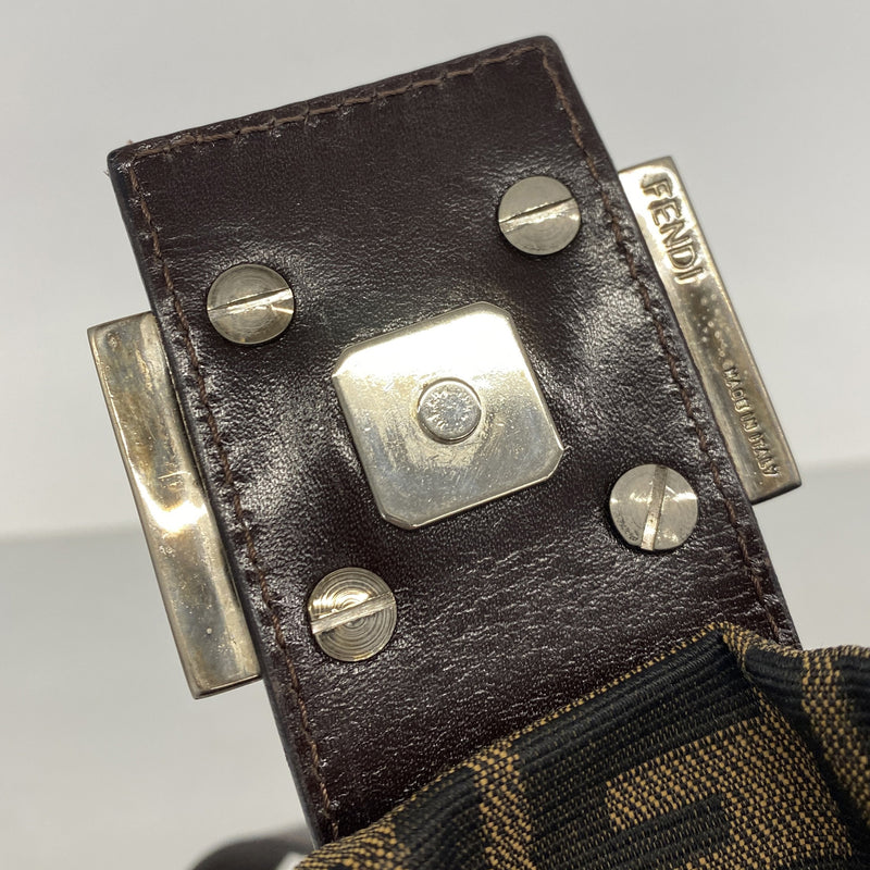 【6ib1539】フェンディ ハンドバッグ ズッカ ナイロンキャンバス ブラウン シルバー金具【中古】レディース