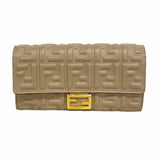 【6ib1540】フェンディ 長財布 レザー グレージュ ゴールド金具【中古】レディース