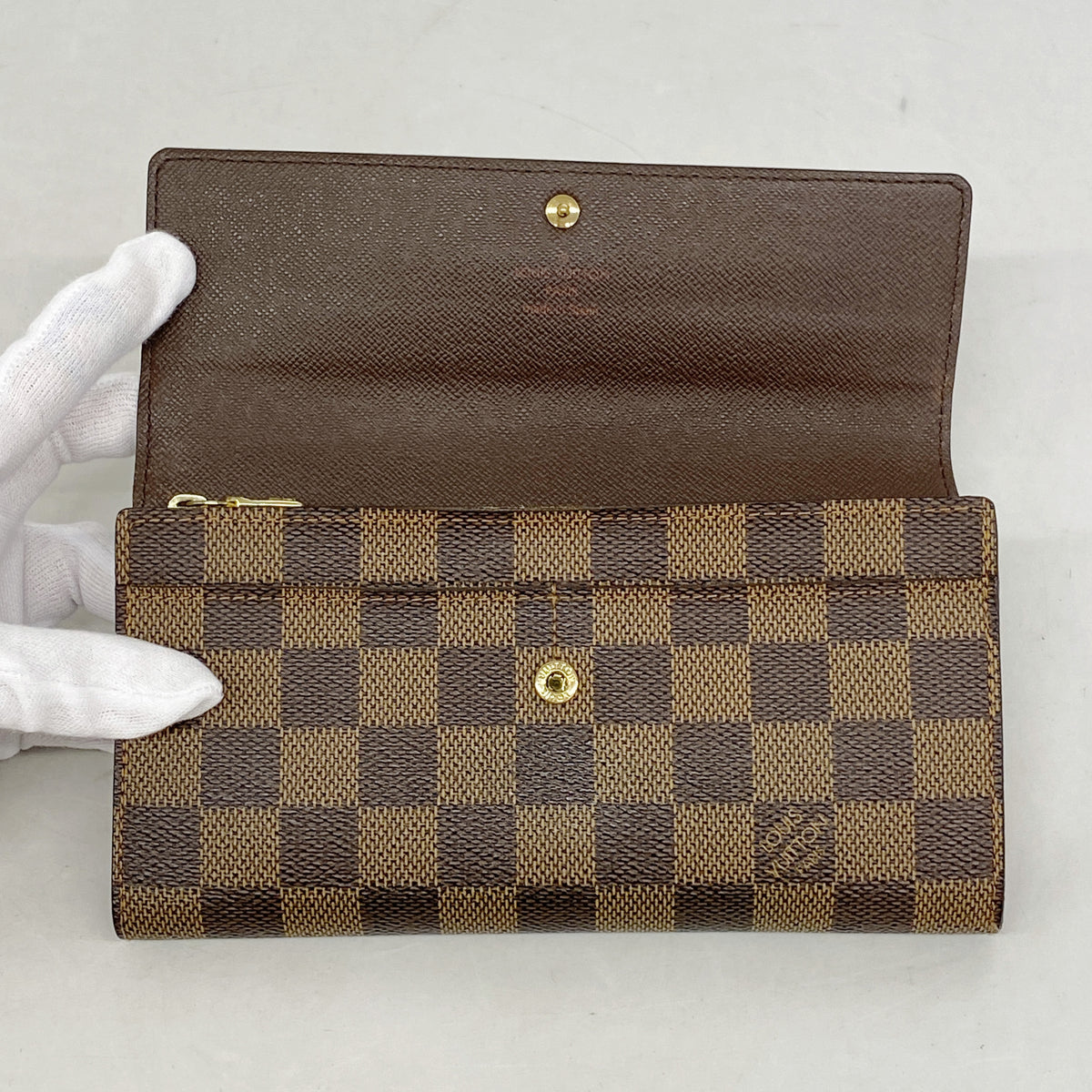 【6ib1555】ルイヴィトン 長財布 ダミエ ポシェットポルトモネクレディ N61726 エベヌ【中古】レディース