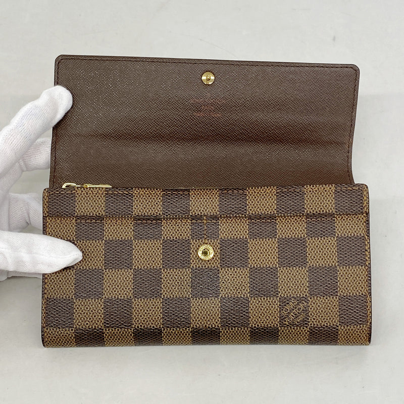【6ib1555】ルイヴィトン 長財布 ダミエ ポシェットポルトモネクレディ N61726 エベヌ【中古】レディース