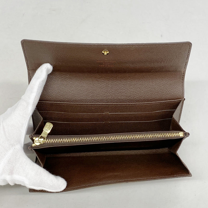 【6ib1555】ルイヴィトン 長財布 ダミエ ポシェットポルトモネクレディ N61726 エベヌ【中古】レディース