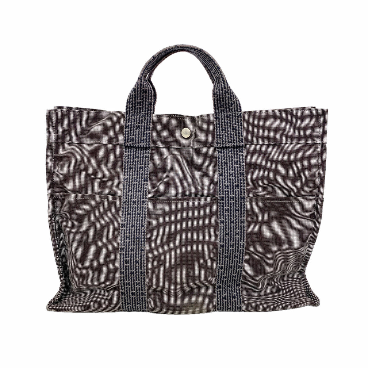 【6ib1563】エルメス トートバッグ エールラインMM ナイロン グレー シルバー金具【中古】レディース