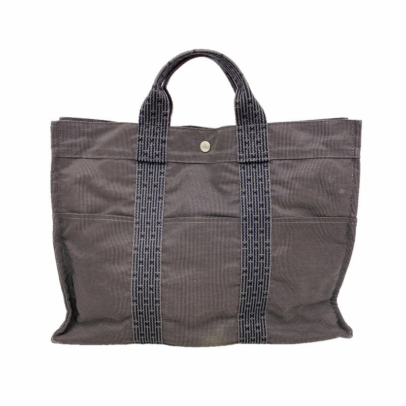 【6ib1563】エルメス トートバッグ エールラインMM ナイロン グレー シルバー金具【中古】レディース