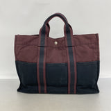 【6ib1564】エルメス トートバッグ フールトゥMM キャンバス ブラック ボルドー シルバー金具【中古】レディース