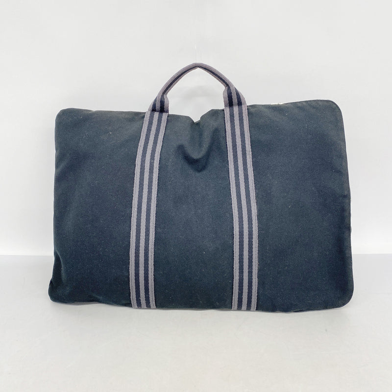 【6ib1588】エルメス ブリーフケース フールトゥポルトドキュマン キャンバス ブラック シルバー金具【中古】メンズ