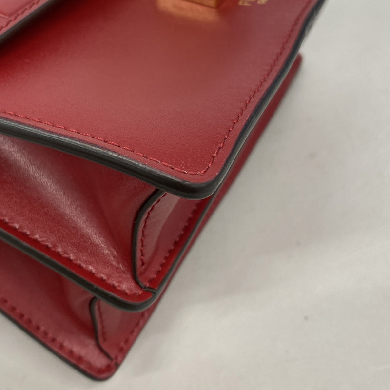【6ib1618】フェンディ ショルダーバッグ キャナイミニ レザー レッド ゴールド/シルバー金具【中古】レディース