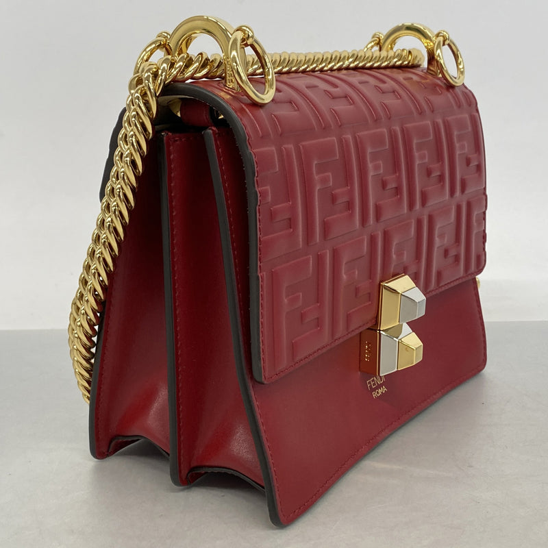 【6ib1618】フェンディ ショルダーバッグ キャナイミニ レザー レッド ゴールド/シルバー金具【中古】レディース