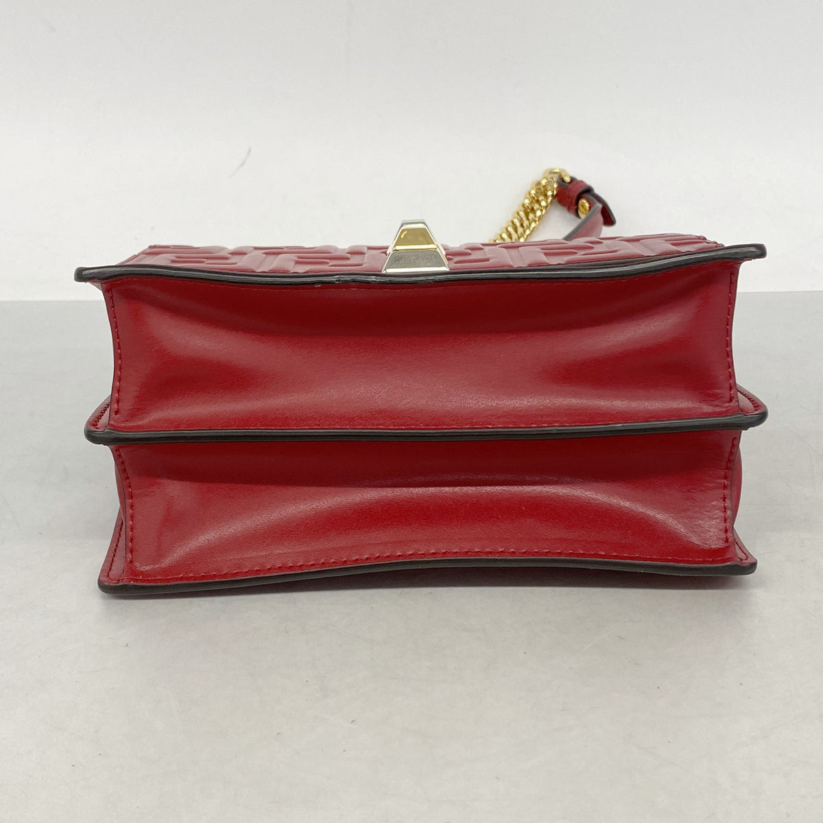【6ib1618】フェンディ ショルダーバッグ キャナイミニ レザー レッド ゴールド/シルバー金具【中古】レディース
