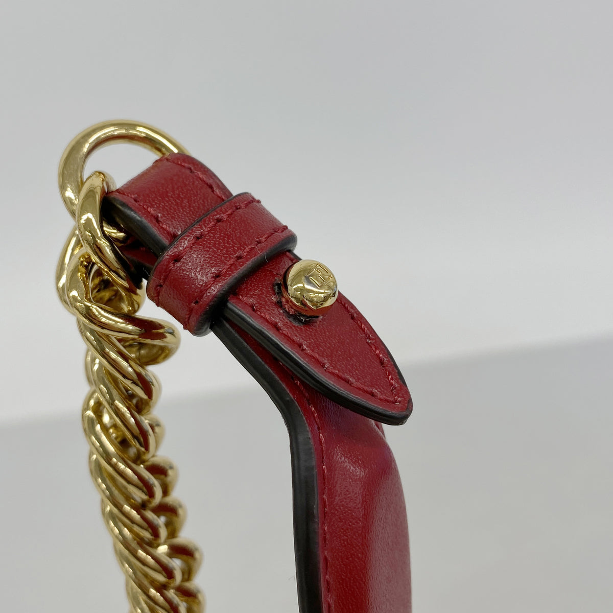 【6ib1618】フェンディ ショルダーバッグ キャナイミニ レザー レッド ゴールド/シルバー金具【中古】レディース