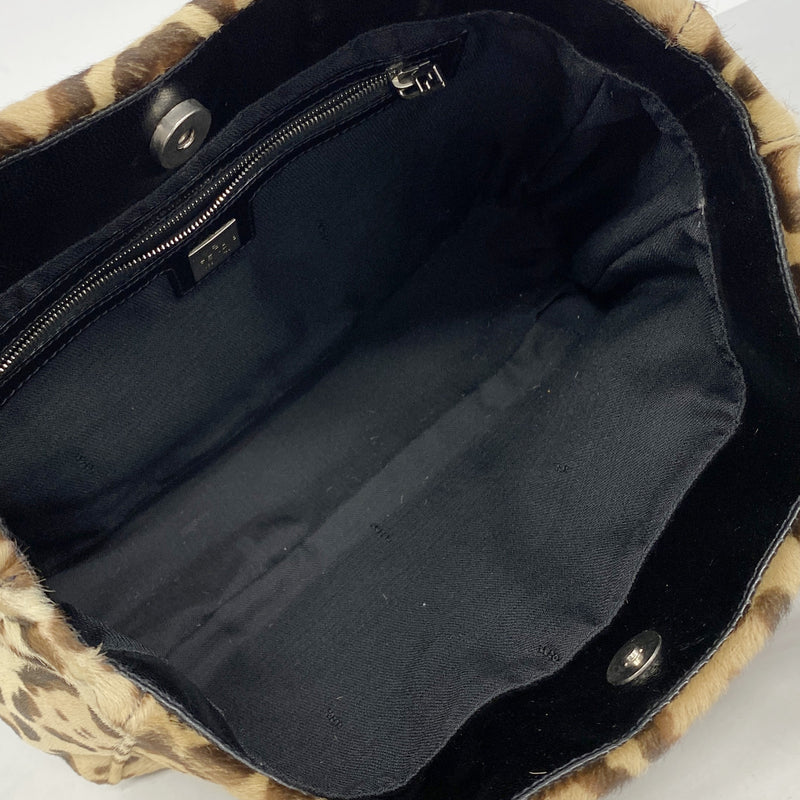 【6ib1644】フェンディ ハンドバッグ ハラコ ブラウン シルバー金具【中古】レディース