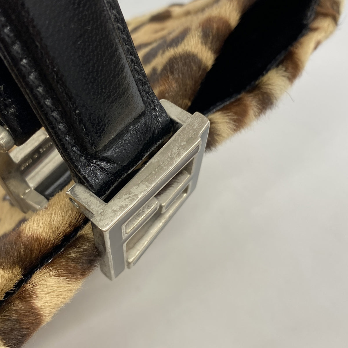 【6ib1644】フェンディ ハンドバッグ ハラコ ブラウン シルバー金具【中古】レディース