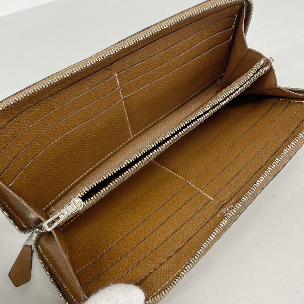 【6ib1652】エルメス 長財布 アザップロング ヴォーエプソン ゴールド シルバー金具 □L刻印【中古】メンズ レディース ユニセックス