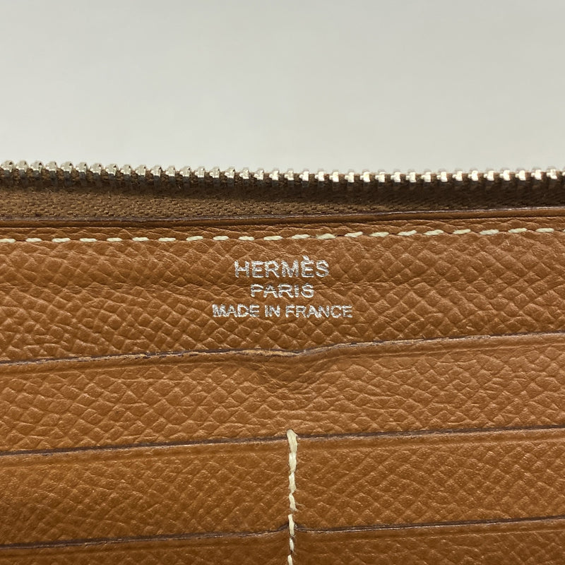 【6ib1652】エルメス 長財布 アザップロング ヴォーエプソン ゴールド シルバー金具 □L刻印【中古】メンズ レディース ユニセックス