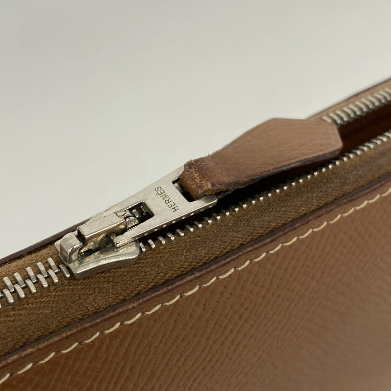 【6ib1652】エルメス 長財布 アザップロング ヴォーエプソン ゴールド シルバー金具 □L刻印【中古】メンズ レディース ユニセックス