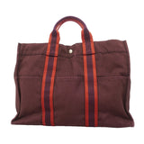 【6ib1655】エルメス トートバッグ フールトゥMM キャンバス ブラウン シルバー金具【中古】レディース