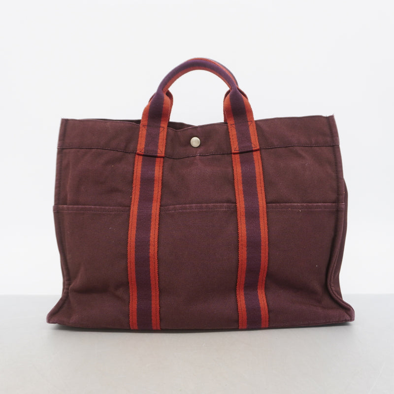 【6ib1655】エルメス トートバッグ フールトゥMM キャンバス ブラウン シルバー金具【中古】レディース
