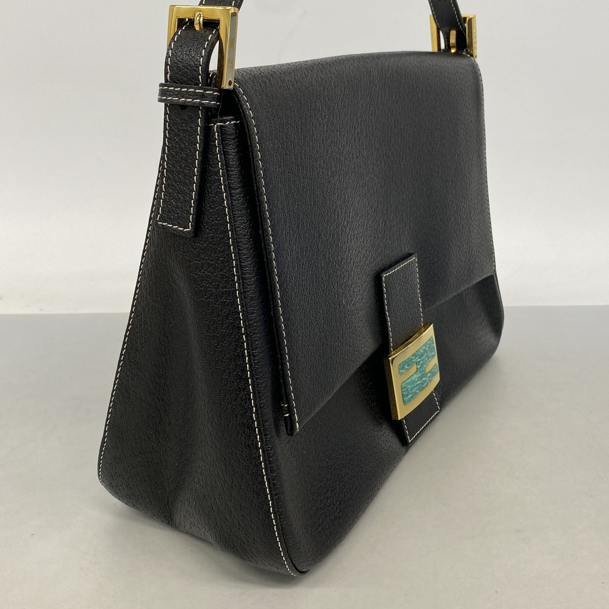 【6ib1673】フェンディ ハンドバッグ マンマバケット レザー ブラック ゴールド金具【中古】レディース
