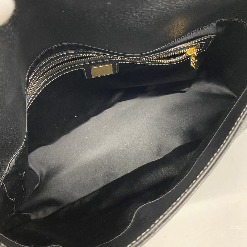 【6ib1673】フェンディ ハンドバッグ マンマバケット レザー ブラック ゴールド金具【中古】レディース