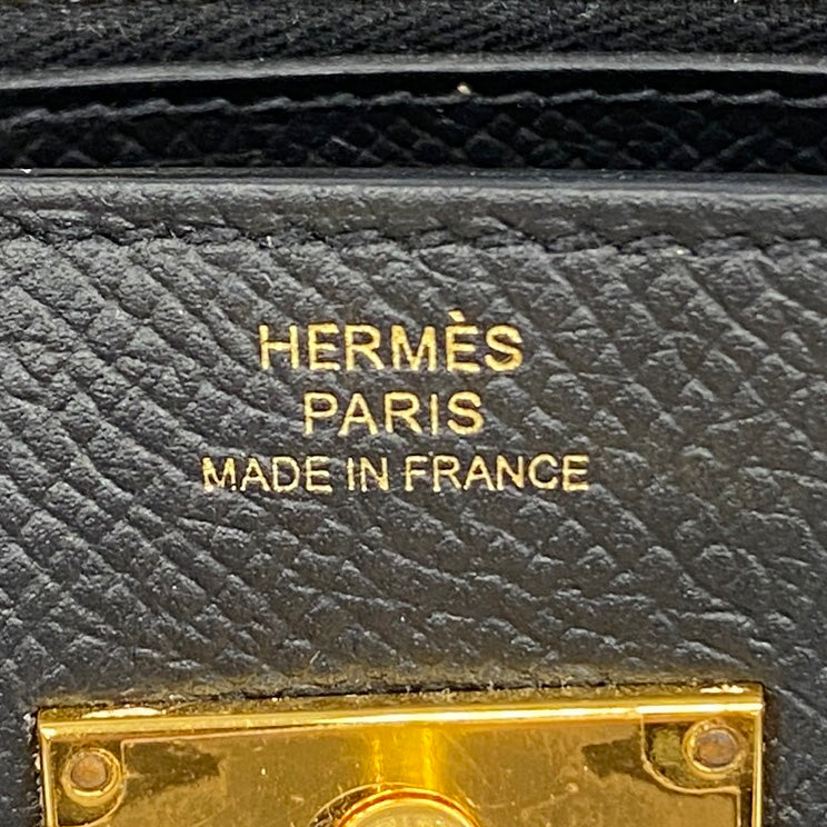 【6ib1674】エルメス ショルダーウォレット ケリーウォレットトゥーゴー ヴォーエプソン ブラック ゴールド金具 Z刻印【中古】レディース