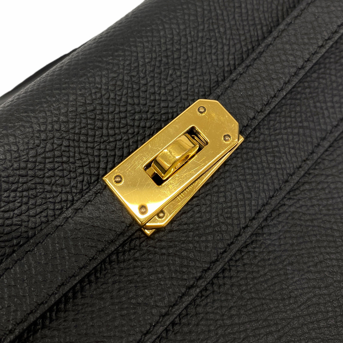 【6ib1674】エルメス ショルダーウォレット ケリーウォレットトゥーゴー ヴォーエプソン ブラック ゴールド金具 Z刻印【中古】レディース