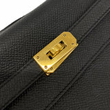 【6ib1674】エルメス ショルダーウォレット ケリーウォレットトゥーゴー ヴォーエプソン ブラック ゴールド金具 Z刻印【中古】レディース