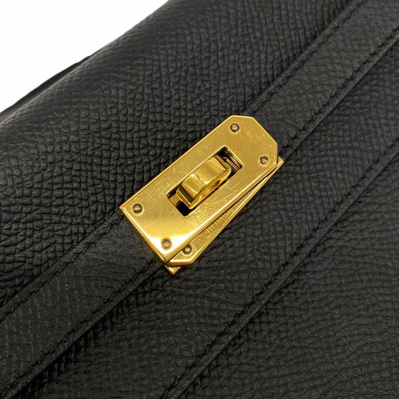 【6ib1674】エルメス ショルダーウォレット ケリーウォレットトゥーゴー ヴォーエプソン ブラック ゴールド金具 Z刻印【中古】レディース
