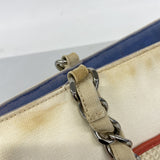 【6ib1675】シャネル チェーントート NO.5 キャンバス ホワイト ブルー シルバー金具【中古】レディース