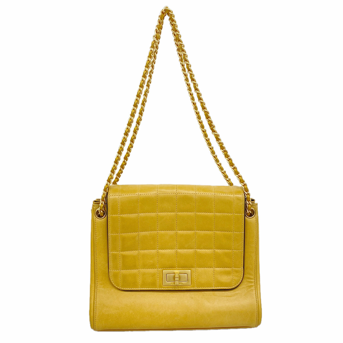 【6ib1676】シャネル ショルダーバッグ 2.55/チョコバー チェーンショルダー ラムスキン ブラウン ゴールド金具【中古】レディース