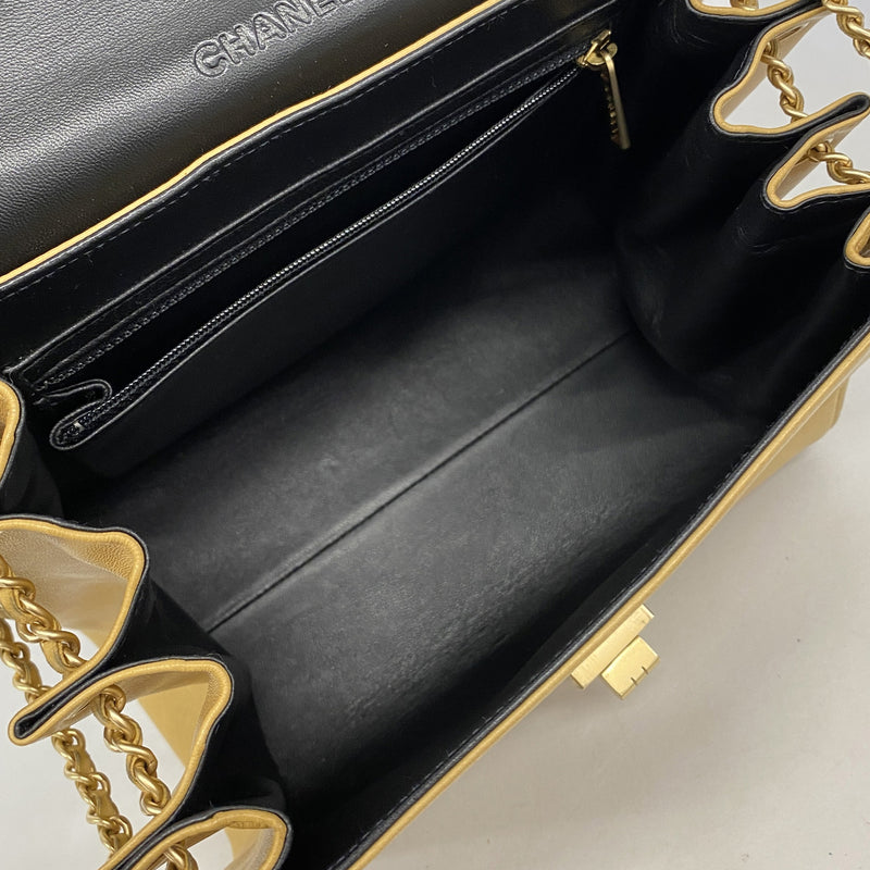 【6ib1676】シャネル ショルダーバッグ 2.55/チョコバー チェーンショルダー ラムスキン ブラウン ゴールド金具【中古】レディース