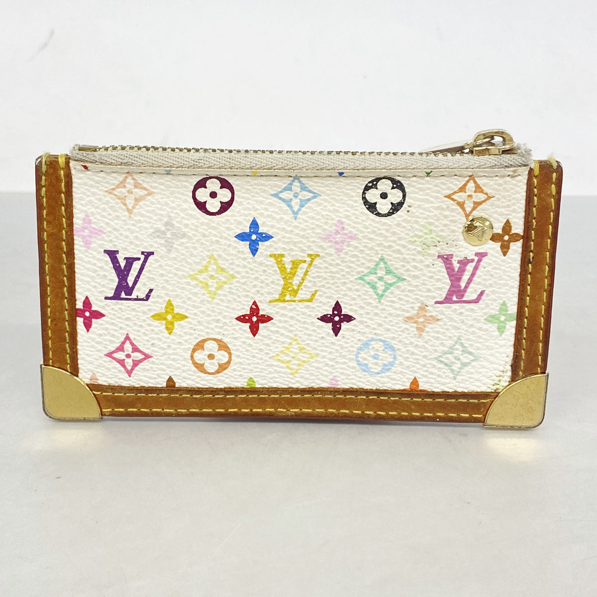 【6ib1682】ルイヴィトン コインケース モノグラム・マルチカラー ポシェットクレ M92655 ブロン【中古】レディース