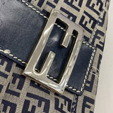 【6ib1692】フェンディ ハンドバッグ ズッキーノ マンマバケット ナイロンキャンバス ネイビー シルバー金具【中古】レディース