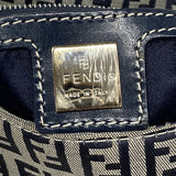 【6ib1692】フェンディ ハンドバッグ ズッキーノ マンマバケット ナイロンキャンバス ネイビー シルバー金具【中古】レディース
