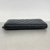 【6ib1693】シャネル 長財布 マトラッセ ラムスキン ブラック シルバー金具【中古】レディース