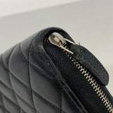 【6ib1693】シャネル 長財布 マトラッセ ラムスキン ブラック シルバー金具【中古】レディース