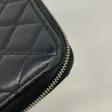 【6ib1693】シャネル 長財布 マトラッセ ラムスキン ブラック シルバー金具【中古】レディース