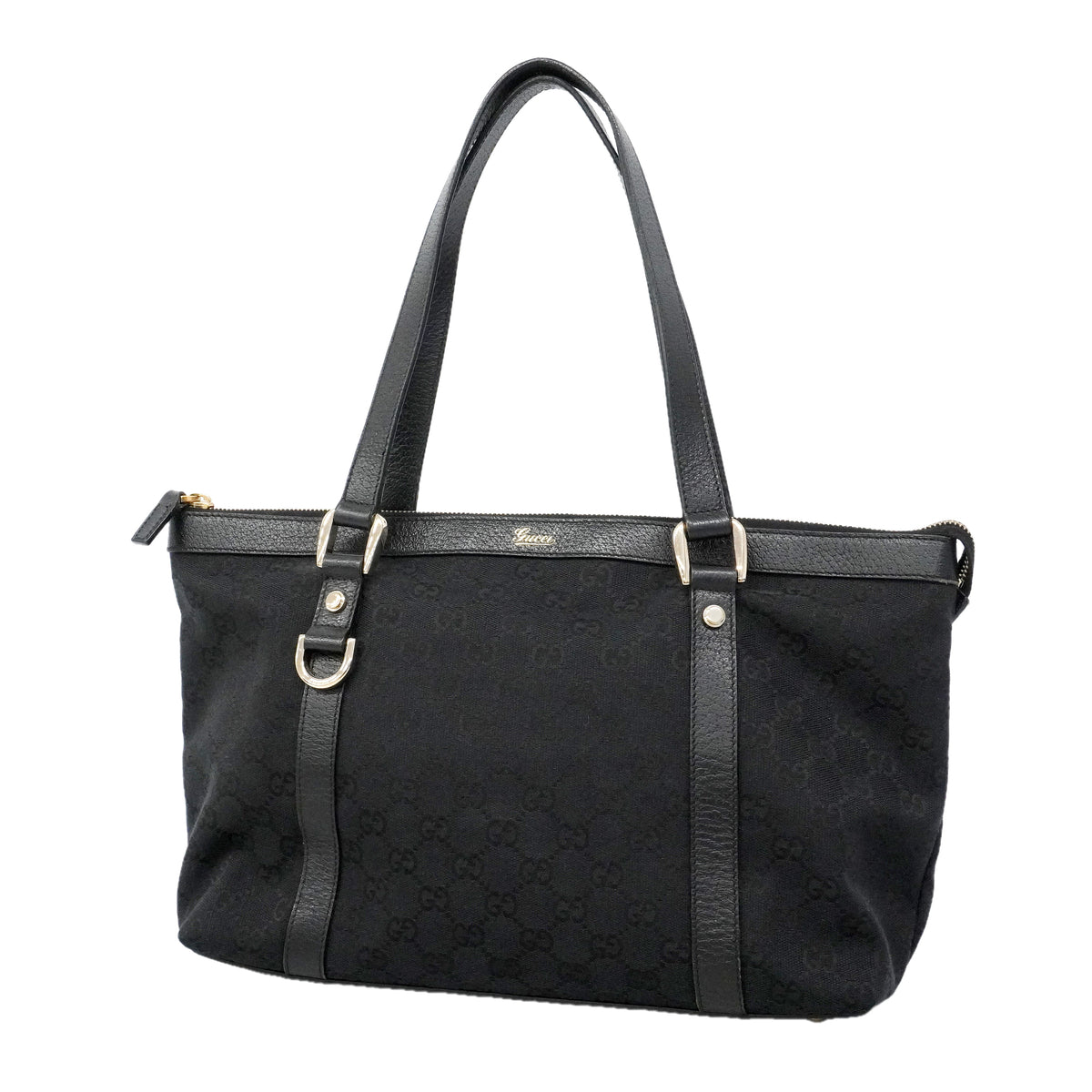 【6ib1716】グッチ トートバッグ GGキャンバス 1414700 キャンバス ブラック ゴールド金具【中古】レディース