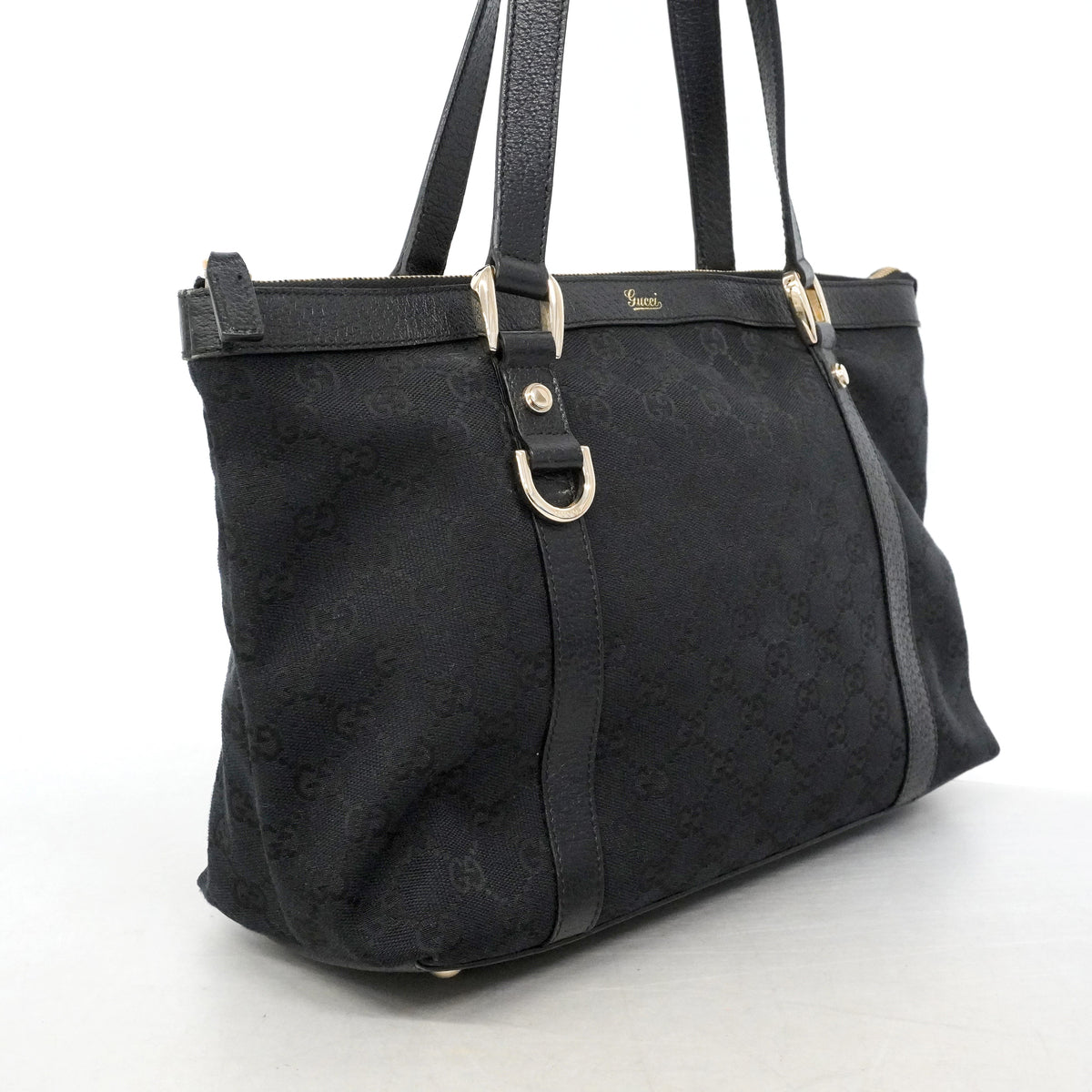 【6ib1716】グッチ トートバッグ GGキャンバス 1414700 キャンバス ブラック ゴールド金具【中古】レディース