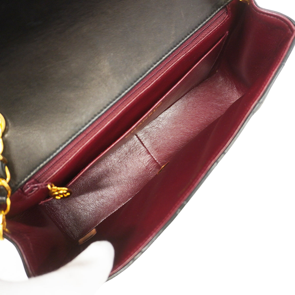 【6ib1744】シャネル ショルダーバッグ ダイアナ チェーンショルダー ラムスキン ブラック ゴールド金具【中古】レディース