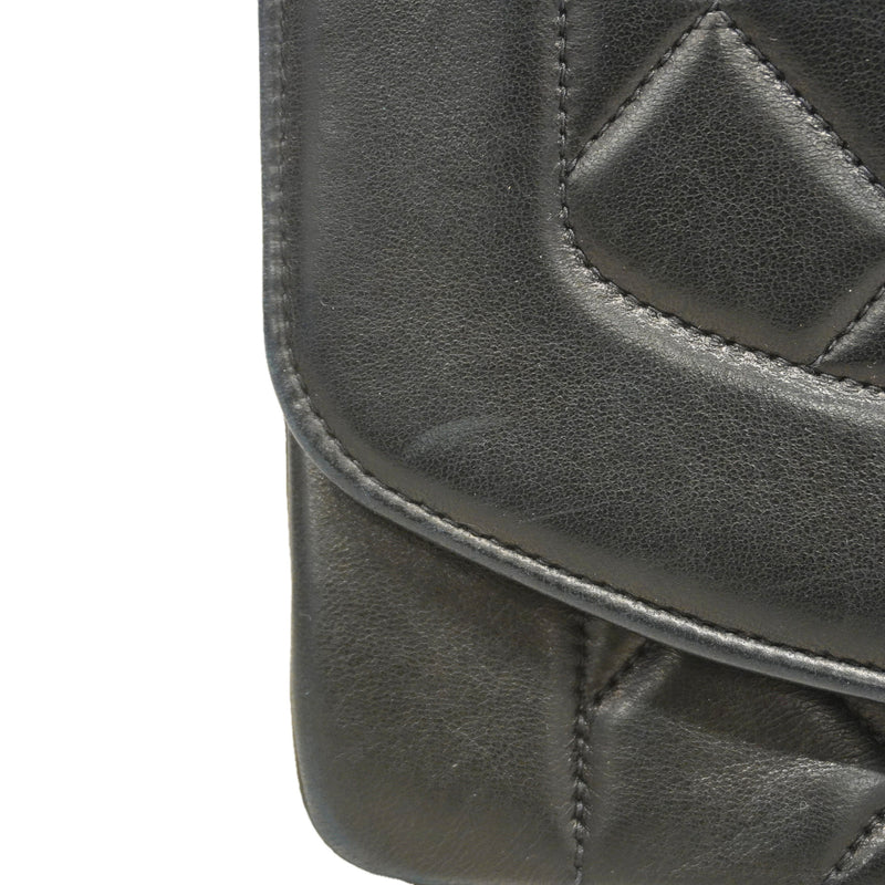 【6ib1744】シャネル ショルダーバッグ ダイアナ チェーンショルダー ラムスキン ブラック ゴールド金具【中古】レディース