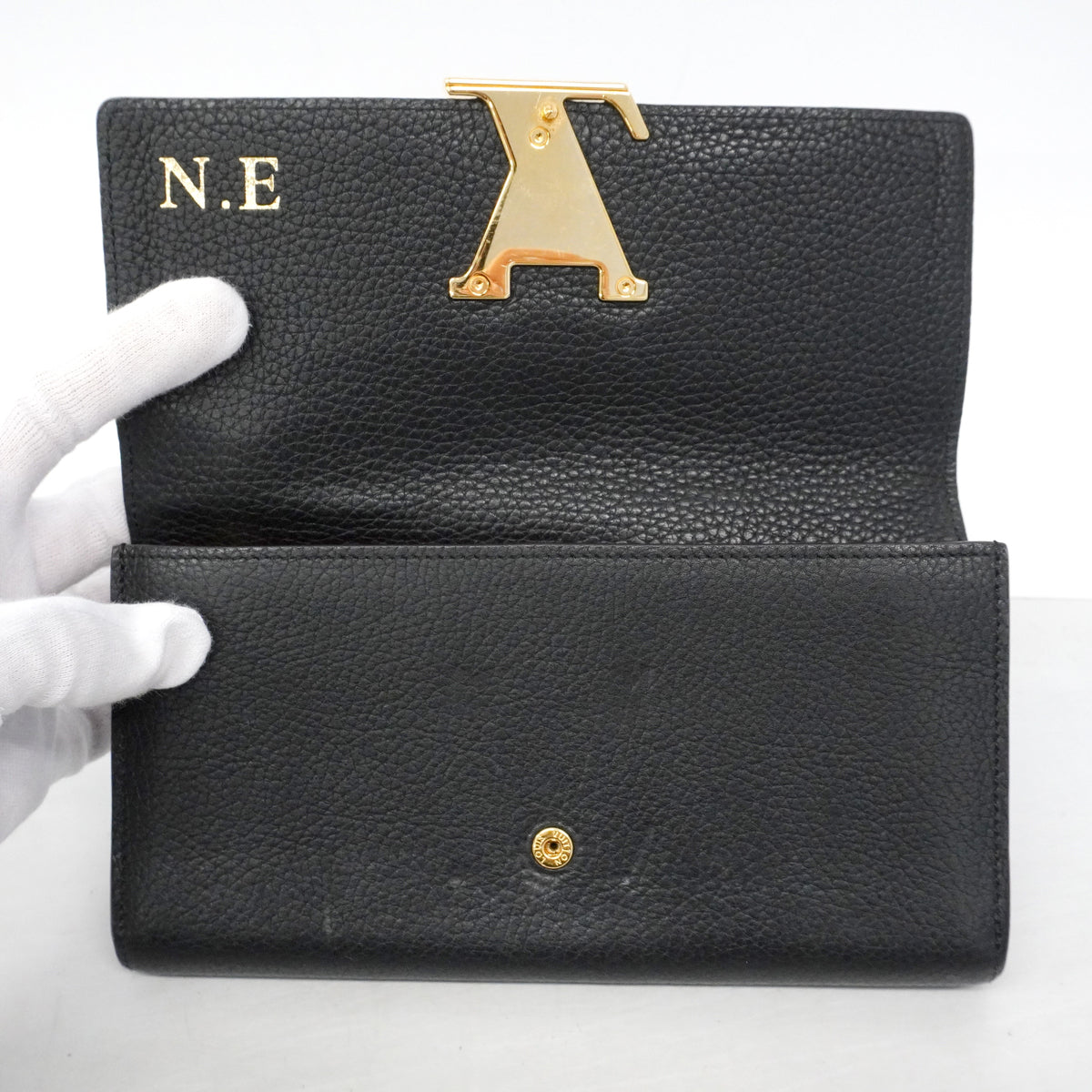 【6ib1746】ルイヴィトン 長財布 ポルトフォイユカプシーヌ M61248 ノワール【中古】レディース