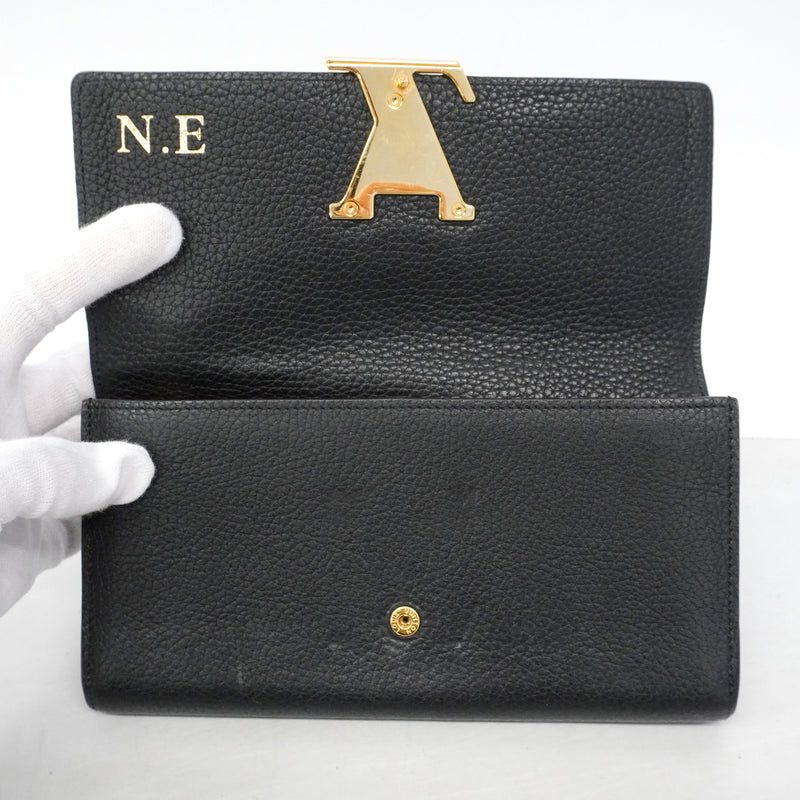 【6ib1746】ルイヴィトン 長財布 ポルトフォイユカプシーヌ M61248 ノワール【中古】レディース