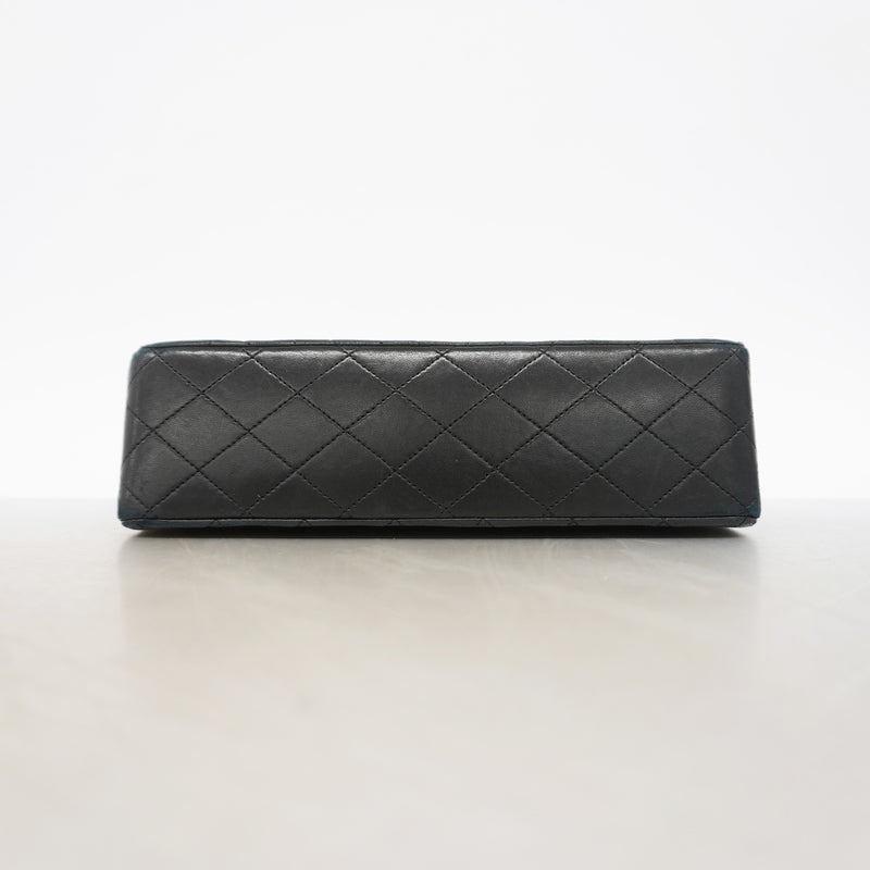【6ib1756】シャネル ショルダーバッグ マトラッセ Wフラップ Wチェーン ラムスキン ブラック ゴールド金具【中古】レディース