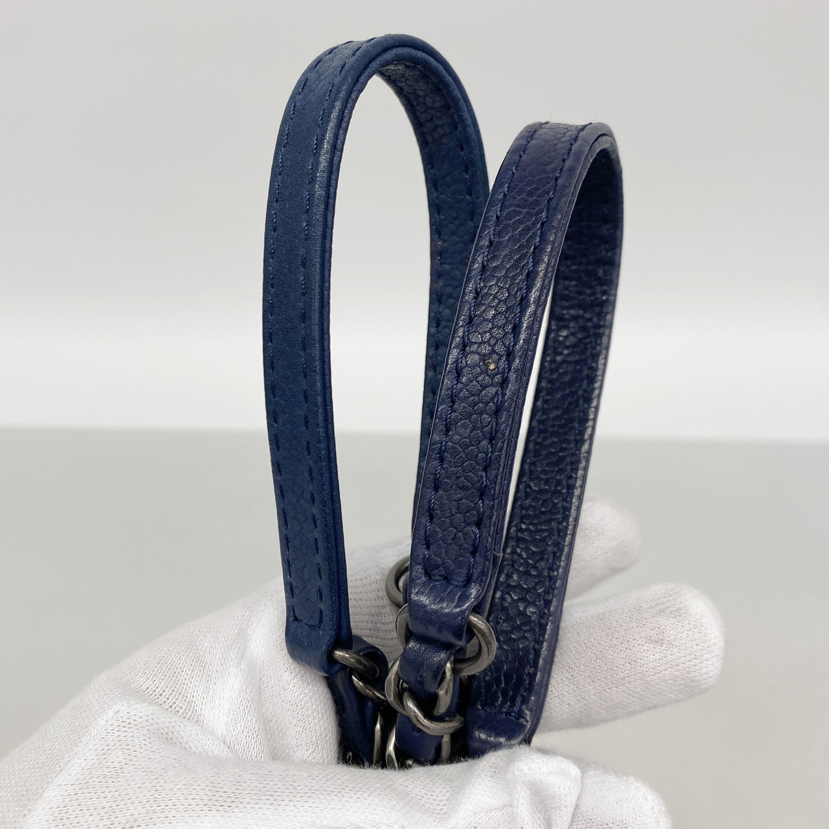 【6ib1768】シャネル ハンドバッグ マトラッセ チェーンショルダー キャビアスキン ブルー シルバー金具 2wayバッグ【中古】レディース