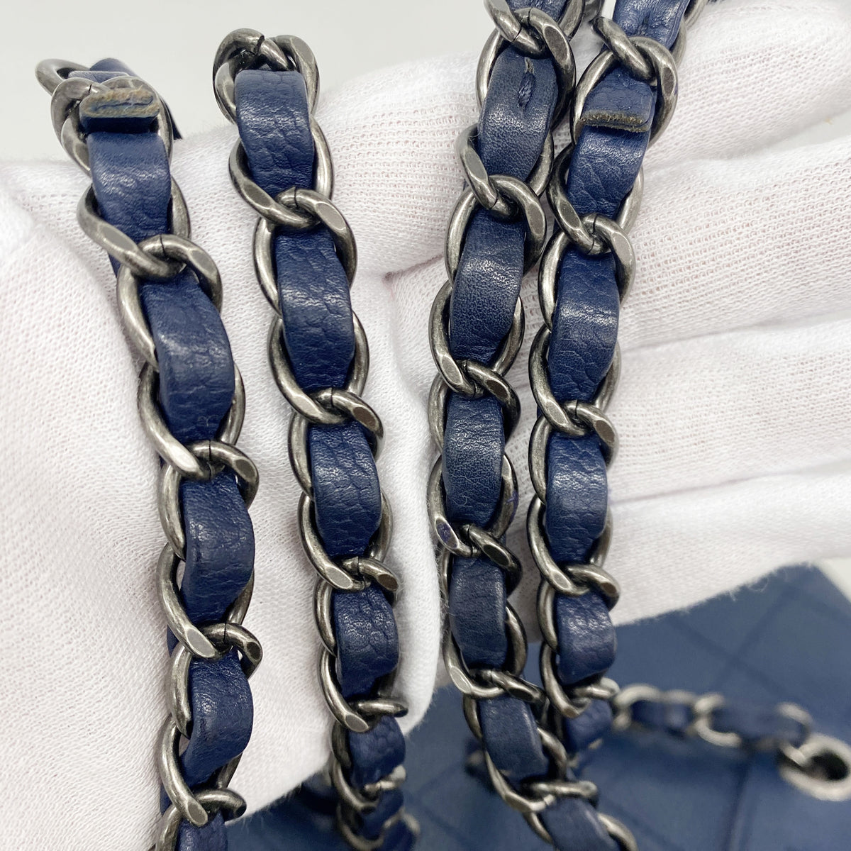 【6ib1768】シャネル ハンドバッグ マトラッセ チェーンショルダー キャビアスキン ブルー シルバー金具 2wayバッグ【中古】レディース