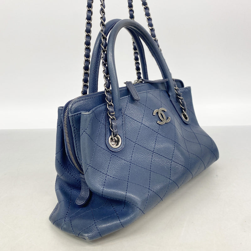 【6ib1768】シャネル ハンドバッグ マトラッセ チェーンショルダー キャビアスキン ブルー シルバー金具 2wayバッグ【中古】レディース