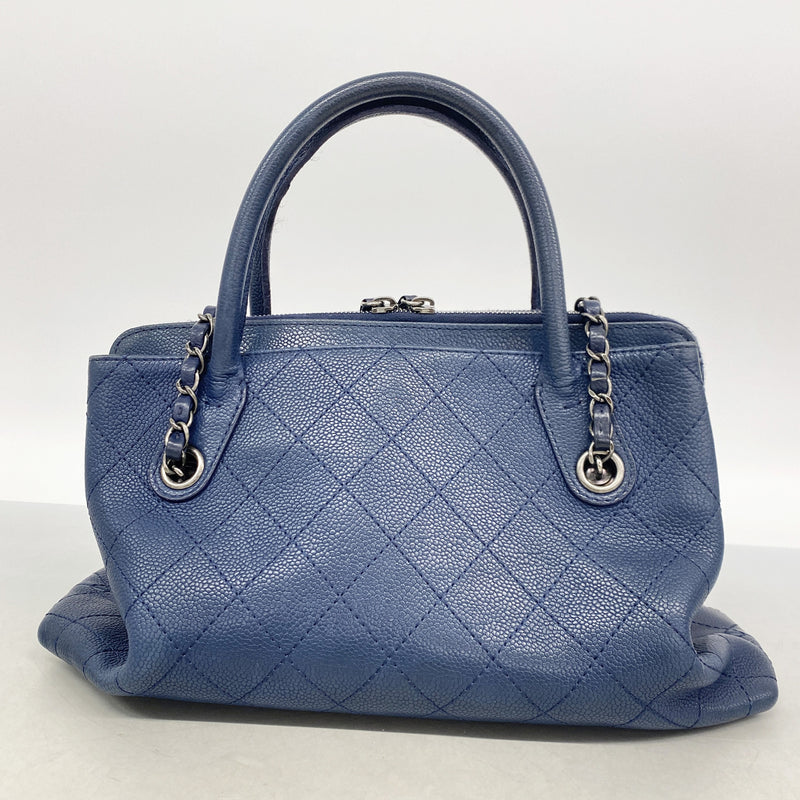【6ib1768】シャネル ハンドバッグ マトラッセ チェーンショルダー キャビアスキン ブルー シルバー金具 2wayバッグ【中古】レディース