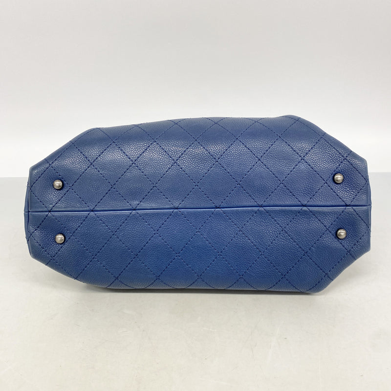 【6ib1768】シャネル ハンドバッグ マトラッセ チェーンショルダー キャビアスキン ブルー シルバー金具 2wayバッグ【中古】レディース