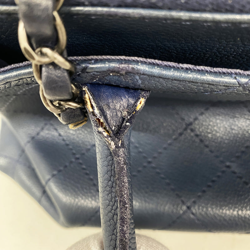 【6ib1768】シャネル ハンドバッグ マトラッセ チェーンショルダー キャビアスキン ブルー シルバー金具 2wayバッグ【中古】レディース