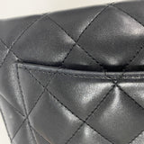 【6ib1769】シャネル 三つ折り長財布 マトラッセ ラムスキン ブラック シルバー金具【中古】レディース