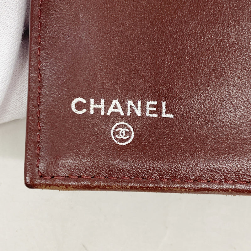 【6ib1769】シャネル 三つ折り長財布 マトラッセ ラムスキン ブラック シルバー金具【中古】レディース
